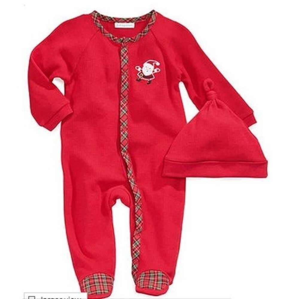First Impressions Size 0-3 Months 2 Piece Thermal Coverall Santa Outfit Red NWT